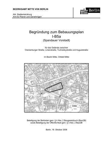 Begründung zum Bebauungsplan I-B5a - Frank Bertermann
