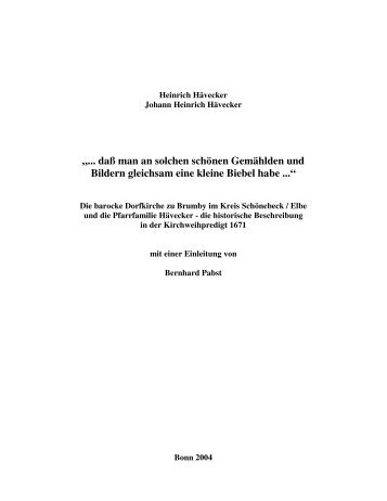 Einleitung - Familienforschung von Bernhard Pabst