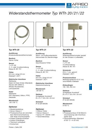 Widerstandsthermometer Typ WTh 20/21/22 - Heidenreich ...