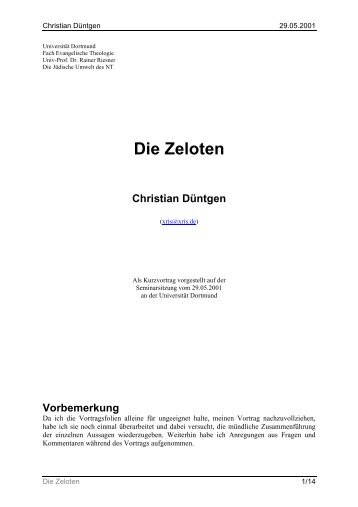 Die Zeloten - von Christian Düntgen