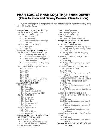 PHÂN LOẠI và PHÂN LOẠI THẬP PHÂN DEWEY - Thư viện Cao học