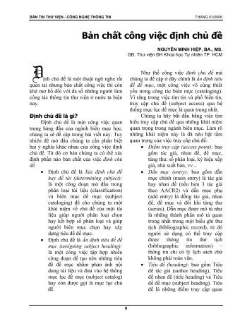 Bản chất công việc định chủ đề. – NGUYỄN - Thư viện Cao học