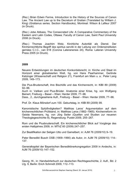 Chronologische Bibliographie Haering Jan 2010 - Katholisch ...