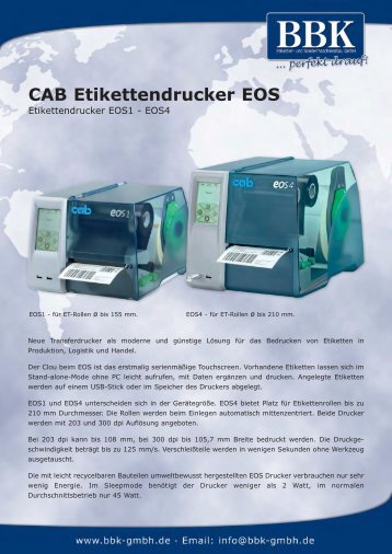 CAB Etikettendrucker - BBK Etikettier- und Sondermaschinenbau ...