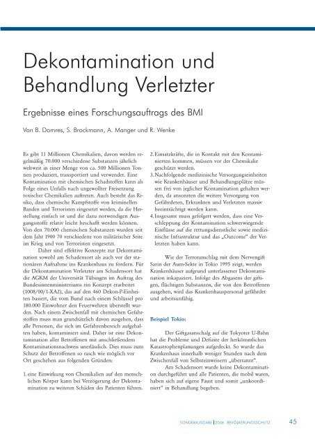 Sonderausgabe: Dekontamination Verletzter (PDF, 2MB)