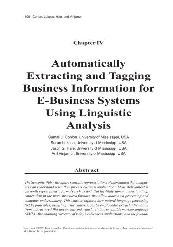 Automatically Extracting and Tagging Business Information for E ...