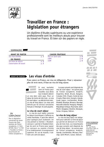 Travailler en France : législation pour étrangers - Association des ...