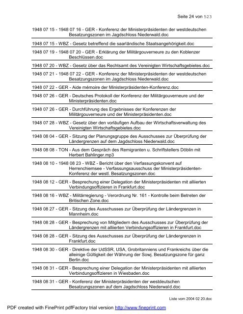 Deutschland-Dokumentation 1. Januar 1945 - 31. Januar 2004