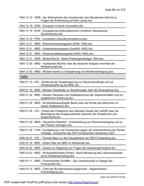 Deutschland-Dokumentation 1. Januar 1945 - 31. Januar 2004