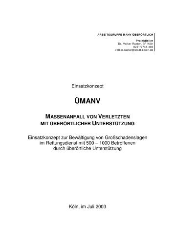 ümanv massenanfall von verletzten mit überörtlicher unterstützung