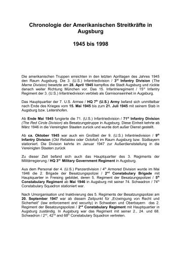 Chronologie der Amerikanischen Streitkräfte in Augsburg 1945 bis