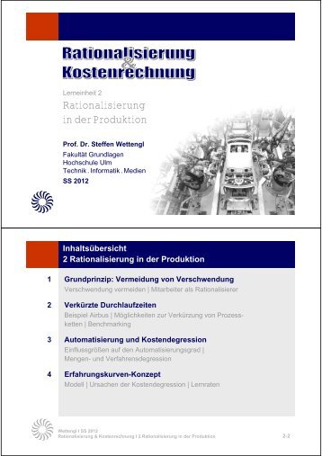 Rationalisierung in der Produktion - Hochschule Ulm