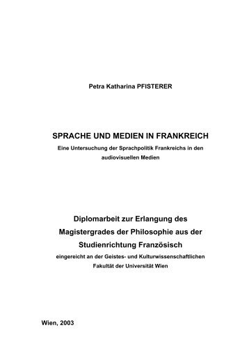 Petra Katharina PFISTERER SPRACHE UND MEDIEN IN ...