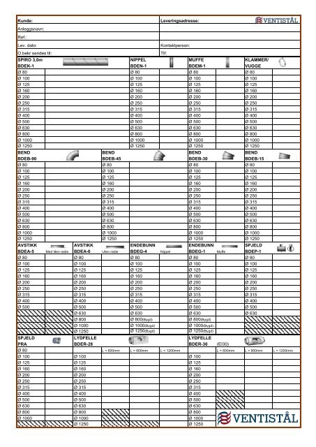 Last ned bestillingsskjema, spiro - Ventistål AS
