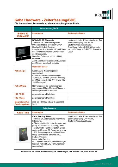 Kaba Hardware - Zeiterfassung/BDE