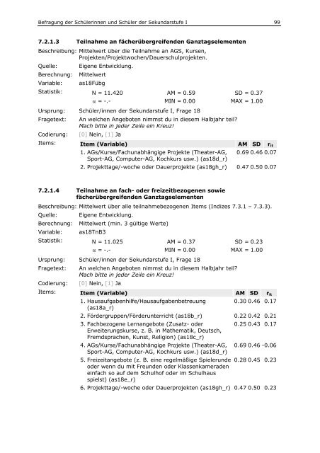 7 Befragung der Schülerinnen und Schüler der Sekundarstufe I