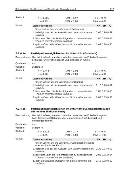 7 Befragung der Schülerinnen und Schüler der Sekundarstufe I