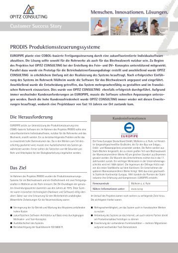 PRODIS Produktionssteuerungssysteme - OPITZ CONSULTING