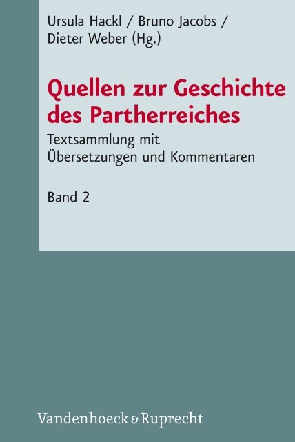 Quellen zur Geschichte des Partherreiches - Vandenhoeck & Ruprecht