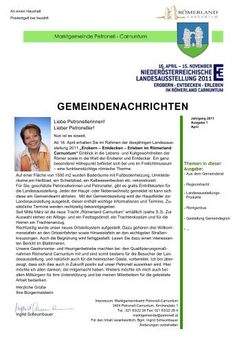 Gemeindenachrichten (2,88 MB) - Gemeinde Petronell-Carnuntum