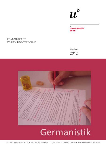 Neuere deutsche Literatur - Institut für Germanistik - Universität Bern