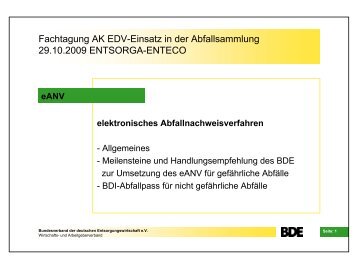 elektronisches Abfallnachweisverfahren - BDE