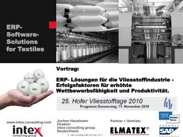 ERP- Software- Solutions for Textiles - Hofer Vliesstofftage