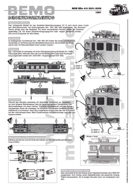 鉄道模型 BEMO MOB BDe 4/4 1281 323 MOB BDe 4/4 3001-3006 1281 - Bemo