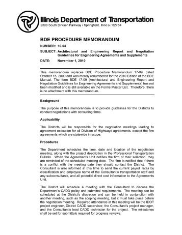 bde procedure memorandum - Illinois Department of Transportation