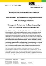 BDE fordert europaweites Deponieverbot von Siedlungsabfällen.