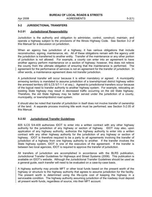 Chapter Five AGREEMENTS - Illinois Department of Transportation