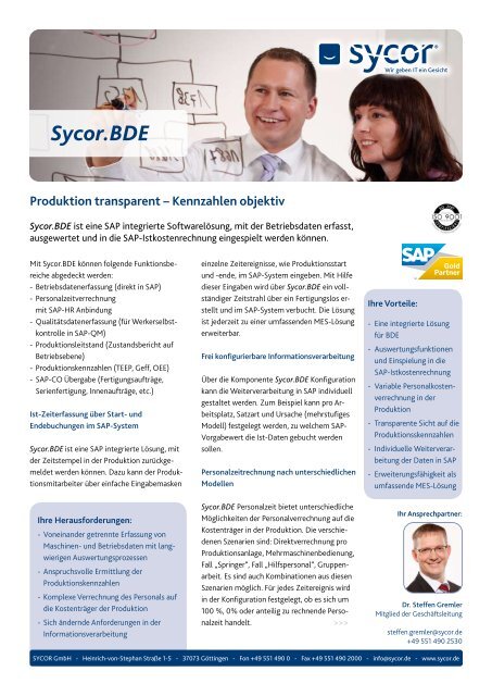 Sycor.BDE - Betriebsdatenerfassung und ... - Sycor GmbH