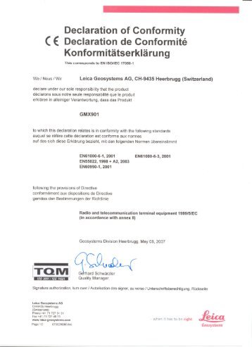 Declaration of Conformity - Leica Geosystems