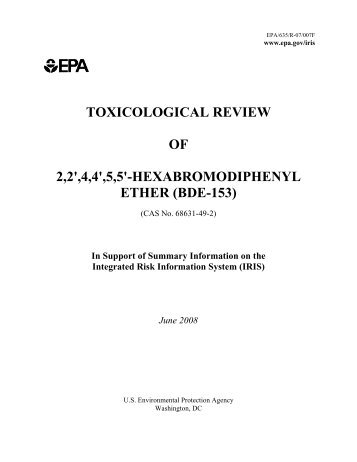 Toxicological Review of 2,2',4,4',5,5'-hexabromodiphenyl ether (BDE ...