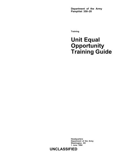 Unit Equal Opportunity Training Guide - Deputy Chief of Staff ARMY ...