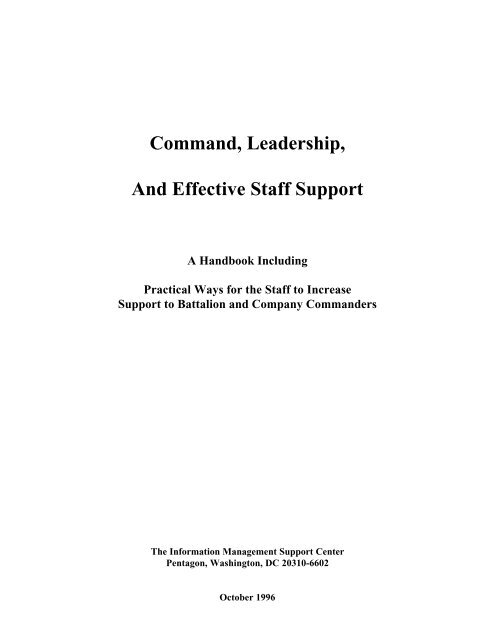 Command, Leadership, And Effective Staff Support - The Air University