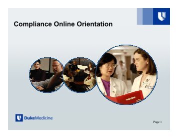 Compliance Online Orientation - Department of Pharmacy - Duke ...
