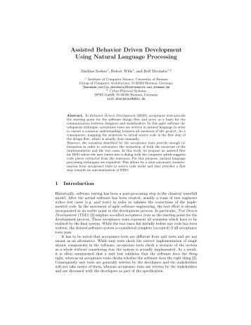 Assisted Behavior Driven Development Using Natural ... - Informatik