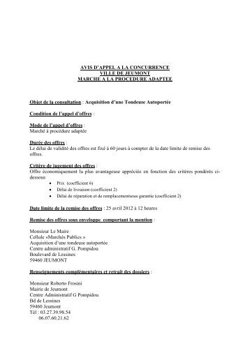 Acquisition d'une tondeuse autoportée - Mairie de Jeumont