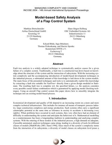 Model-Based Safety Analysis of a Flap Control System