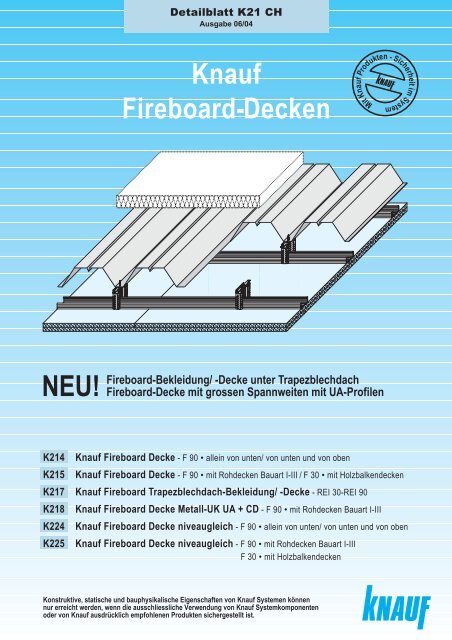 Knauf Fireboard Decken K21 - bei Knauf