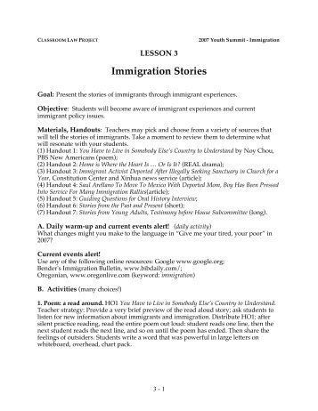 Immigration Stories - Classroom Law Project