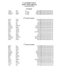 Crest Middle School Staff E-Mail Addresses - Cleveland County ...
