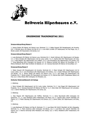 ERGEBNISSE TRAININGSTAG 2011 - Reitverein Hilperhausen e.V.