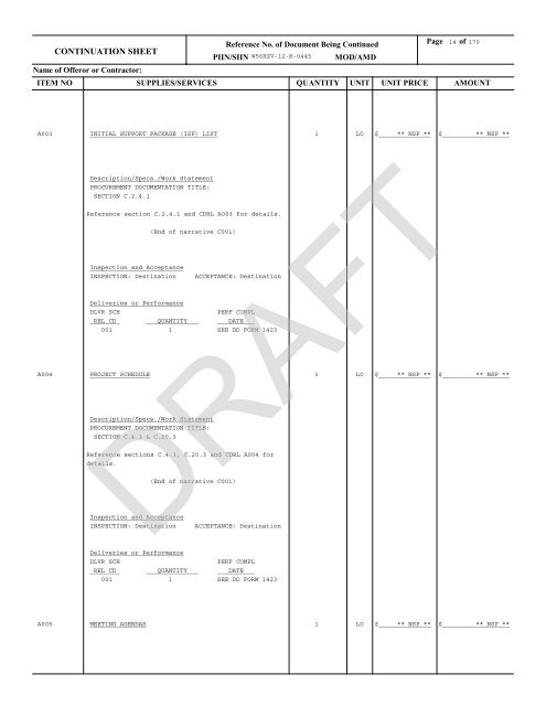 draft beb rfp - TACOM Procurement Network - U.S. Army