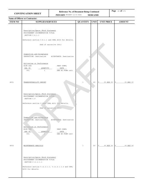 draft beb rfp - TACOM Procurement Network - U.S. Army