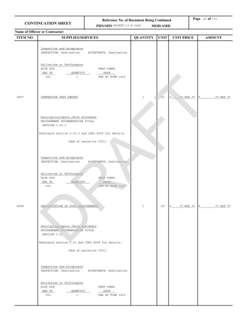 draft beb rfp - TACOM Procurement Network - U.S. Army