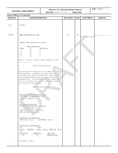 draft beb rfp - TACOM Procurement Network - U.S. Army