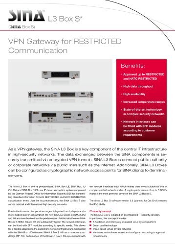 L3 Box S* VPN Gateway for RESTRICTED Communication - Secunet