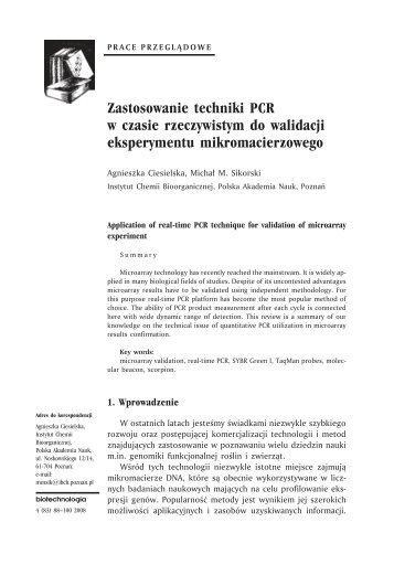 Zastosowanie techniki PCR w czasie rzeczywistym do walidacji ...